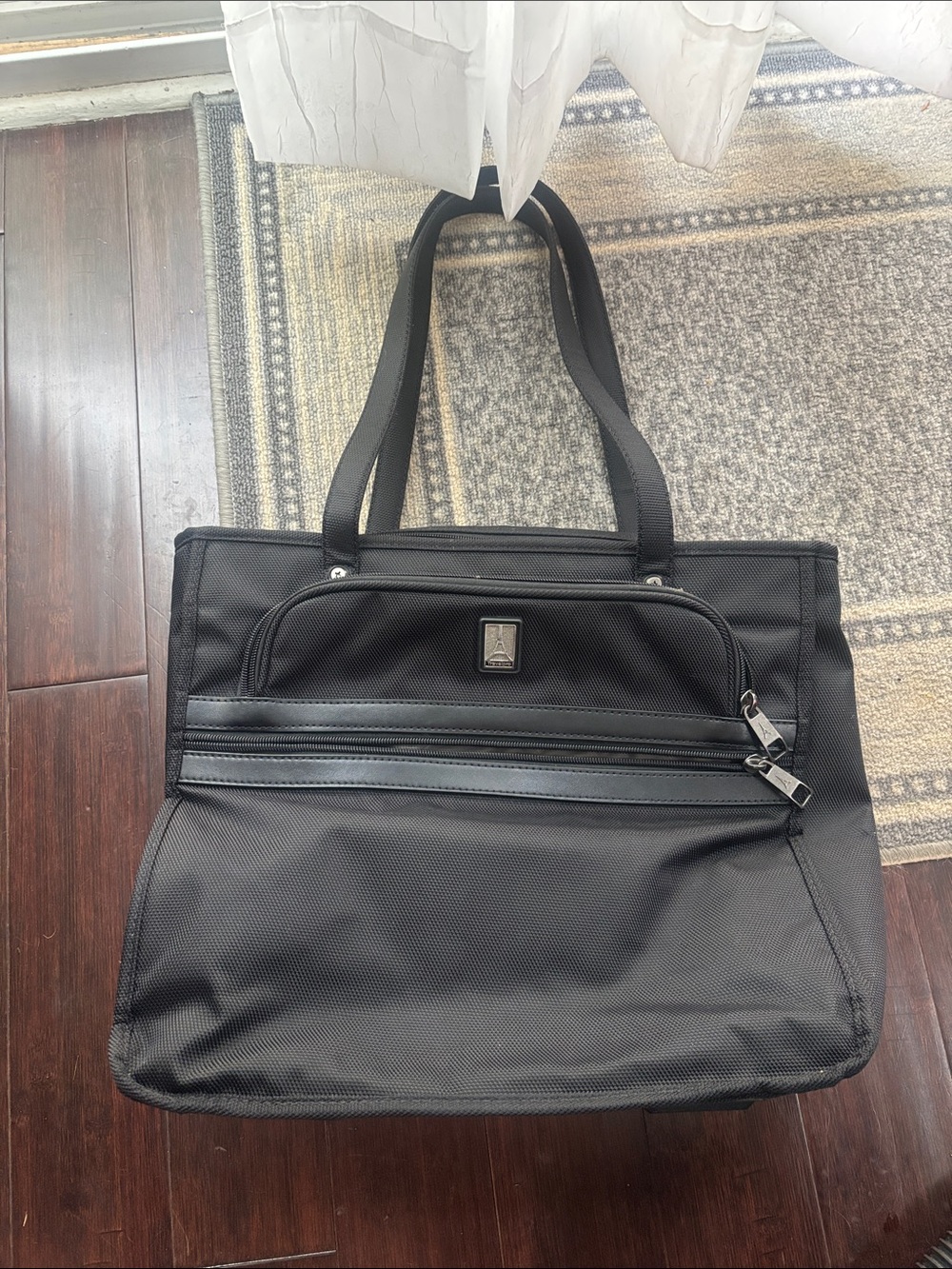 TravelPro Black Travel Tote Bag with Dual Zip Front Pockets
